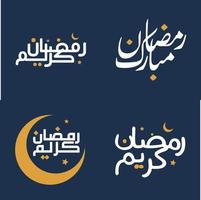 Elegant White Calligraphy with Orange Design Elements for Ramadan Kareem Greetings. vector