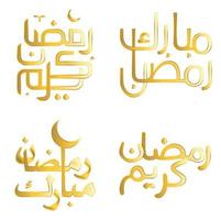 Vector Illustration of Golden Ramadan Kareem Calligraphy for Muslim Celebrations.