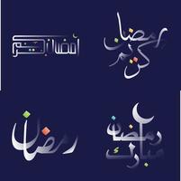 Clean White Glossy Ramadan Kareem Calligraphy with Bright Design Elements vector
