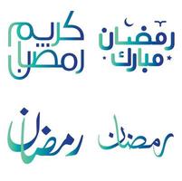 Celebrate Ramadan Kareem with Elegant Green and Blue Gradient Calligraphy Vector Design.