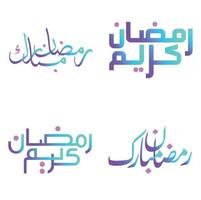 Vector Illustration of Ramadan Kareem Wishes with Gradient Arabic Typography.