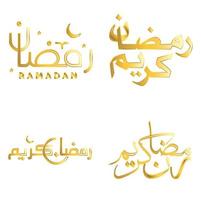 Vector Illustration of Ramadan Kareem with Golden Arabic Calligraphy.