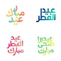 Contemporary Eid Mubarak Typography Set in Vector Format