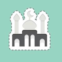 Sticker line cut Mosque. related to Eid Al Adha symbol. simple design editable. simple illustration vector