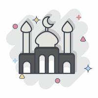 Icon Mosque. related to Eid Al Adha symbol. Comic Style. simple design editable. simple illustration vector