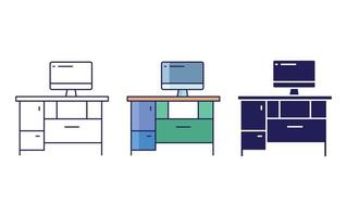 icono de vector de mesa de computadora