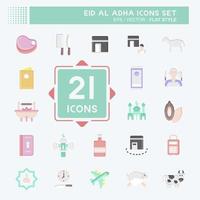 icono conjunto eid Alabama adha. relacionado a islámico símbolo. plano estilo. sencillo diseño editable. sencillo ilustración vector