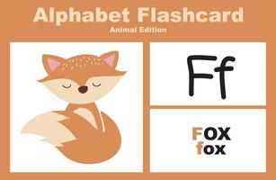 Animal alphabet flashcard. Educational printable flashcard. Vector illustrations.