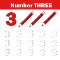 Handwriting practice. Learning mathematics and numbers. Printable worksheet for kids vector