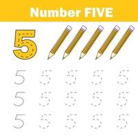 Handwriting practice. Learning mathematics and numbers. Printable worksheet for kids vector