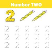 Handwriting practice. Learning mathematics and numbers. Printable worksheet for kids vector