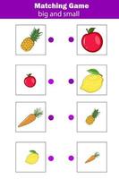 Educational children game. Matching game worksheet for kids. Sorting objects for toddlers. vector