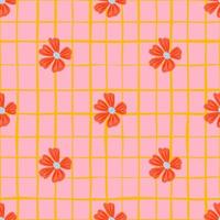 Chamomile flower seamless pattern in simple style. Abstract floral endless background. vector