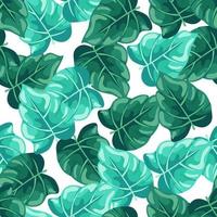 Stylized tropical leaves seamless pattern. Decorative leaf background. vector