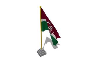 fluminense fútbol americano club bandera comienzo volador en el viento con polo base, 3d representación, luma mate selección video