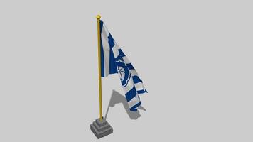 Helsingin Jalkapalloklubi, HJK Helsinki Flag Start Flying in The Wind with Pole Base, 3D Rendering, Luma Matte Selection video