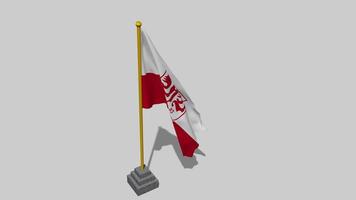 Verein fur Bewegungsspiele Stuttgart 1893 e V, VfB Stuttgart Flag Start Flying in The Wind with Pole Base, 3D Rendering, Luma Matte Selection video