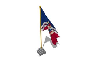 Yokohama F Marinos Flag Start Flying in The Wind with Pole Base, 3D Rendering, Luma Matte Selection video