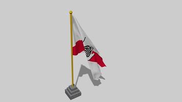 Club Atletico River Plate Flag Start Flying in The Wind with Pole Base, 3D Rendering, Luma Matte Selection video
