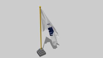 Randers FC Flag Start Flying in The Wind with Pole Base, 3D Rendering, Luma Matte Selection video