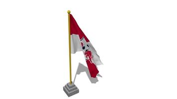 Rasenballsport Leipzig e v, rb Leipzig bandeira começar vôo dentro a vento com pólo base, 3d Renderização, luma fosco seleção video