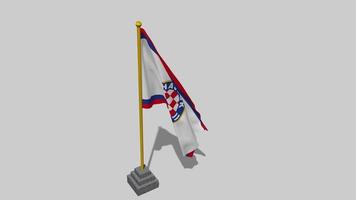 Hrvatski nogometni klub Hajduk Split, HNK Hajduk Split Flag Start Flying in The Wind with Pole Base, 3D Rendering, Luma Matte Selection video