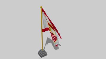 1 fc Union Berlin Flagge Start fliegend im das Wind mit Pole Base, 3d Wiedergabe, Luma matt Auswahl video