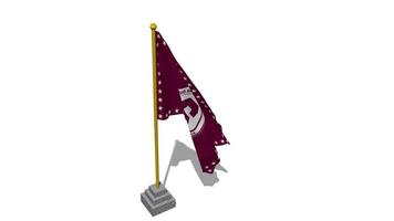 Deportivo Saprissa Flag Start Flying in The Wind with Pole Base, 3D Rendering, Luma Matte Selection video