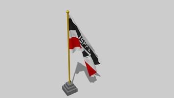 Sao Paulo Futebol Clube, Sao Paulo Football Club Flag Start Flying in The Wind with Pole Base, 3D Rendering, Luma Matte Selection video