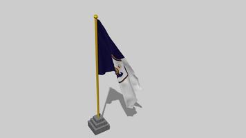 Qarabag Futbol Klubu, Qarabag FK Flag Start Flying in The Wind with Pole Base, 3D Rendering, Luma Matte Selection video