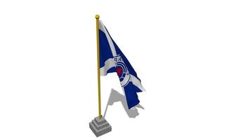 Rangers Football Club Flag Start Flying in The Wind with Pole Base, 3D Rendering, Luma Matte Selection video