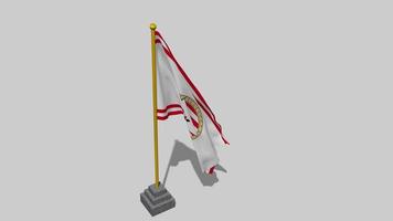Philips Sport Vereniging Flag Start Flying in The Wind with Pole Base, 3D Rendering, Luma Matte Selection video