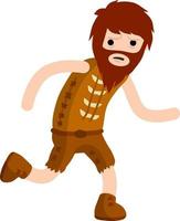 Caveman in animal skin. Man from stone age. vector