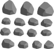 Set of stones. Pile of cobblestones. Gray geological minerals. Heavy wall construction material. Large blocks vector