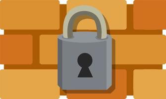 Account protection and security. Blocking the system. Icon for the app. Internet antivirus. Flat illustration. Red brick wall and closed lock vector