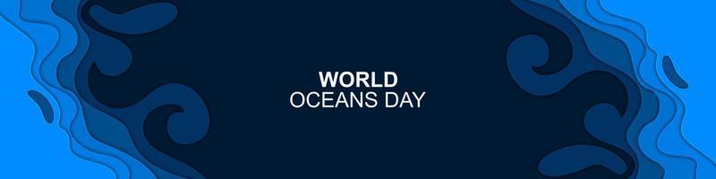 Banner of World oceans day design with underwater ocean, vector illustration.