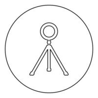 Ring lighting studio lamp light LED selfie lamp with tripod for mobile phone use blogger icon in circle round black color vector illustration image outline contour line thin style