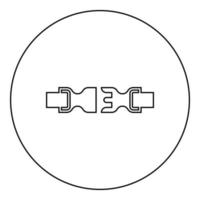 Buckle fastener clasp furniture for clothes system of fast snap join for backpack bag opened icon in circle round black color vector illustration image outline contour line thin style