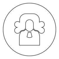 Judge lawyer jury avatar icon in circle round black color vector illustration image outline contour line thin style