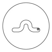 Worm earth earthworm rainworm caterpillar angleworm annelida invertebrate crawling larva icon in circle round black color vector illustration image outline contour line thin style