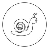 Snail mollusc icon in circle round black color vector illustration image outline contour line thin style