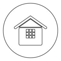 Home with window house real estate residence icon in circle round black color vector illustration image outline contour line thin style