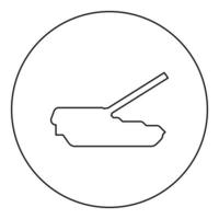 Self-propelled howitzer artillery system icon in circle round black color vector illustration image outline contour line thin style