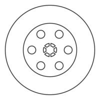Drum of revolver russian roulette cylinder pistol handgun icon in circle round black color vector illustration image outline contour line thin style