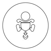 Child infant baby kid farts break wind farting bloating gas cloud stench bad smell flatulency icon in circle round black color vector illustration image outline contour line thin style