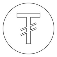 Symbol Tugrik Mongolia currency MNT money icon in circle round black color vector illustration image outline contour line thin style