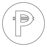 Sign of Philippine peso currency money symbol Pesos icon in circle round black color vector illustration image outline contour line thin style