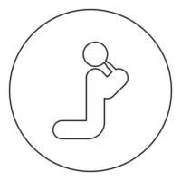 Man drinking alcohol from bottle of beer wine drunk people concept stick use beverage drunkard booze stands on the knees icon in circle round black color vector illustration image outline contour