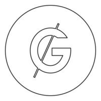 Guarani PYG Sign Paraguay currency symbol Paraguayan icon in circle round black color vector illustration image outline contour line thin style