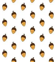 Vector seamless pattern of brown hand drawn acorns
